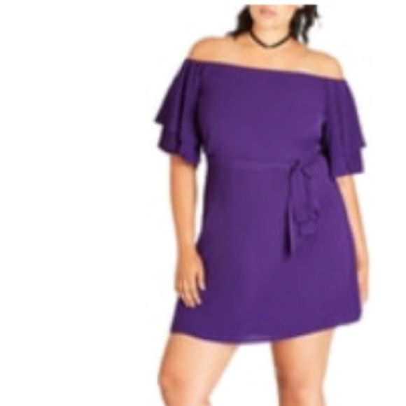 super cute off the shoulder purple dress - Picture 1 of 1